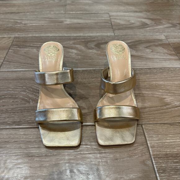 Vince Camuto Gold Aslee Square Toe Sandals Sz 8.5 - Picture 9 of 14